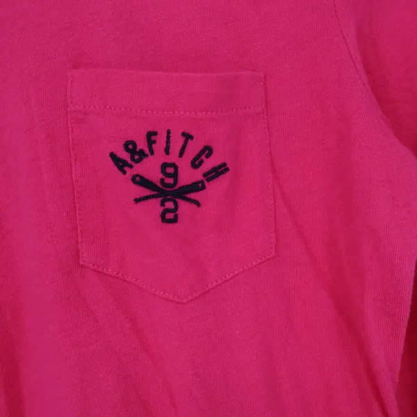 Abercrombie & Fitch T-Shirt Womens M Long Sleeve Pink Pocket Logo Excellent - Image 2
