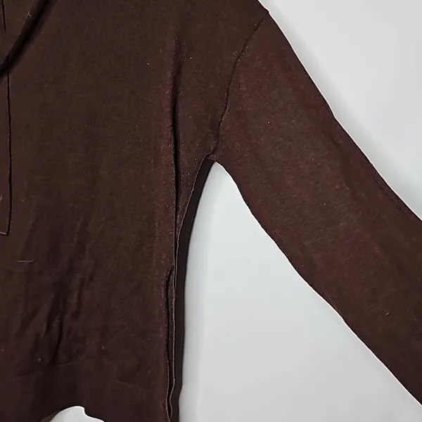 Cashmere Blend brown super soft pull over hooded hoodie sz Medium - Image 2