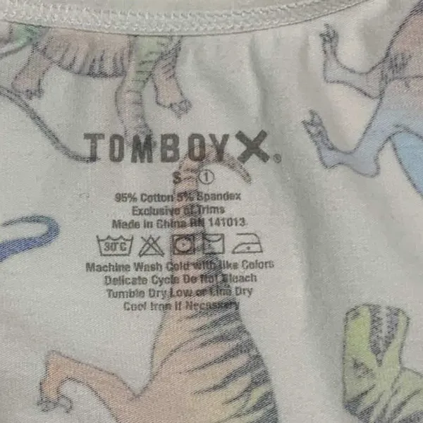 TomboyX Bralette Women Small White Rainbow Dinosaur Print Scoop Neck Kidcore - Image 2