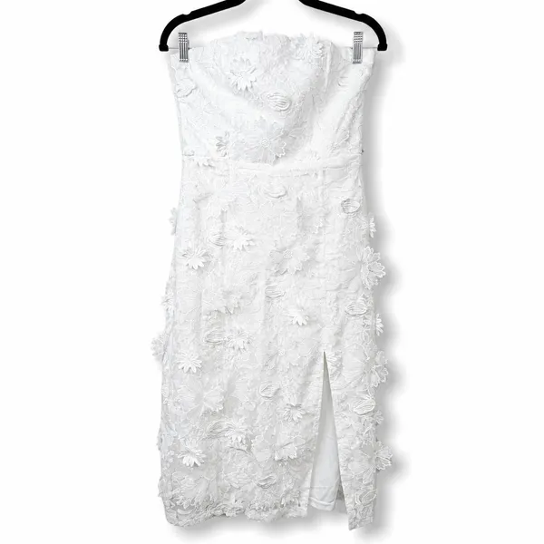 Lulus NWOT Elevated Sensation White 3D Floral Embroidered Midi Dress Medium - Image 5