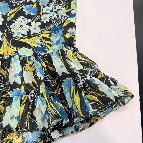 Cinq À Sept Lyra Obsidian Tossed Floral Mini Dress Ruffle Tiered Size 8 - Image 9