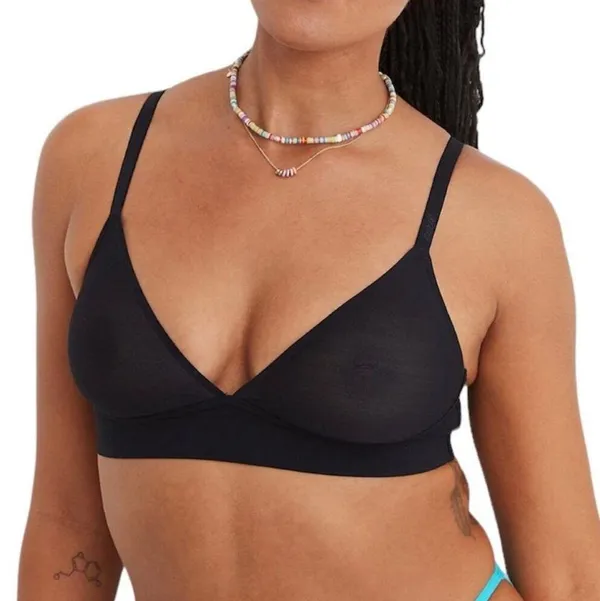 Aerie SMOOTHEZ Mesh Bralette True Black Unlined Wireless Size S New - Image 2