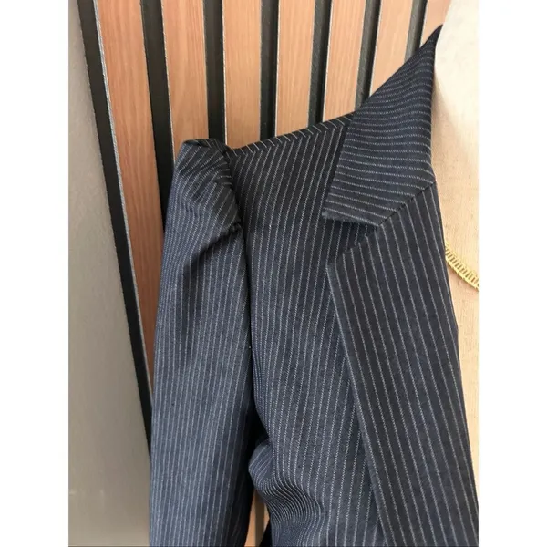 Express blue stippled blazer with puffy shoulders work blazer size 6 new - Image 2