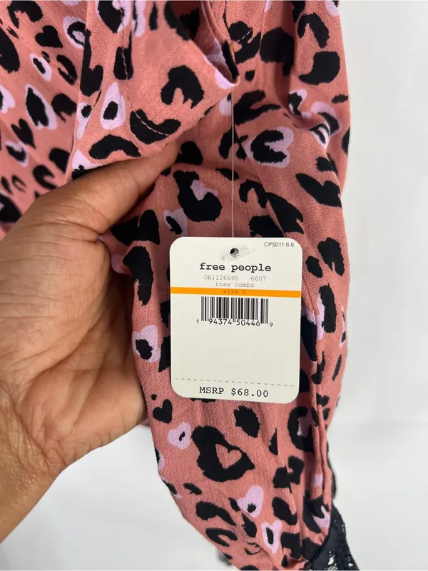 Free People Intimately Bare It All Leopard Bodysuit Rose Combo Size S NWT - Image 6