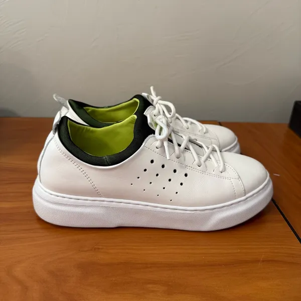 Samuel Hubbard Women's Flight Sport White Leather Sneaker Casual Green Detail W8 - Image 5