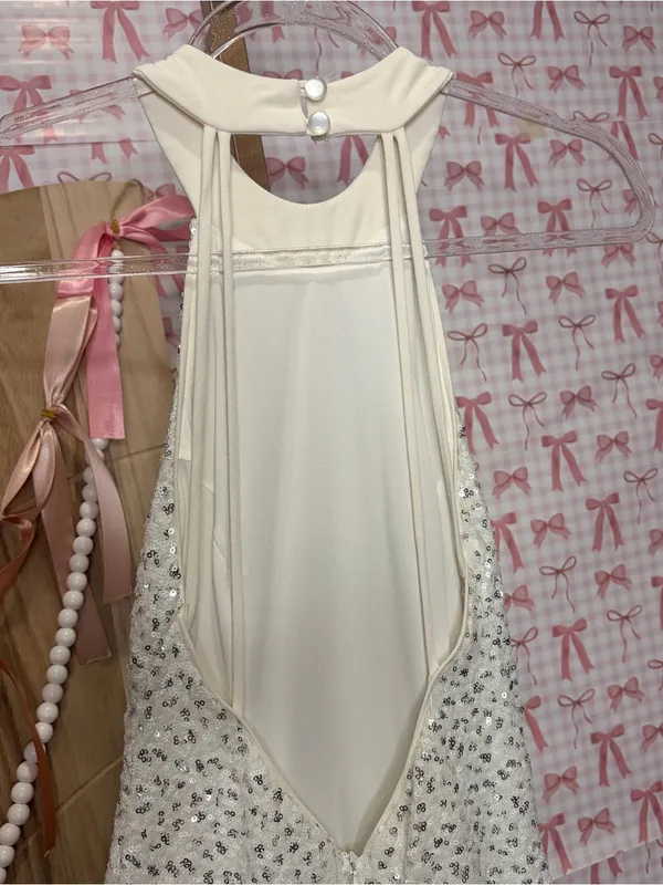 Dress the Population White Silver Sequin Skater Formal Dress Bridal Wedding XS - Image 3
