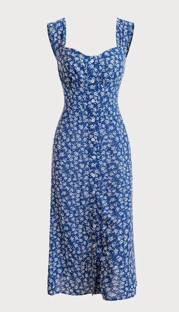 Rihoas Single-breasted Floral Midi Dress - Image 8