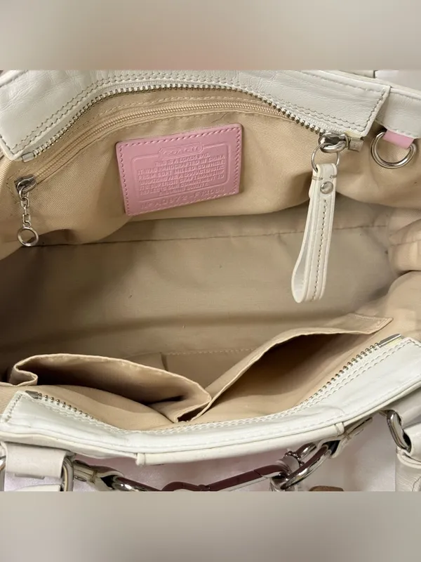 Vintage Coach Y2K Hamptons Carryall Satchel Bag Pink Leather Coquette F13084 - Image 11