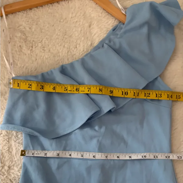 Lulus Last Forever Powder Blue One-Shoulder Ruffle Maxi Dress Size Small Formal - Image 8