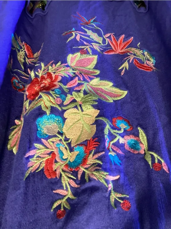 CALE Purple Embroidered Boho Peasant Tunic Size M - Image 3