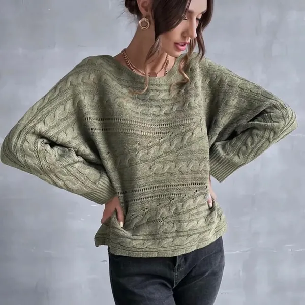 NEW Women Cable Knit Batwing Sweater - Image 3