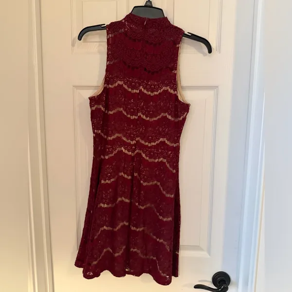 love, Fire Burgundy Lace Mini Dress - Image 2