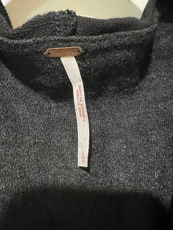 Free People Wool Blend Hood Asymetric Black Jacket Sz L - Image 9