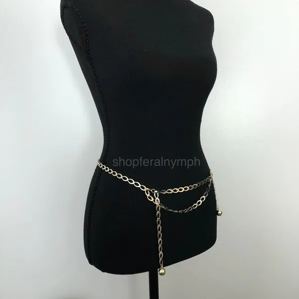 Y2K Minimalist Gold Oval Link Chain Belt, Fits Up to 42.5 Inches, X7GA1184 - Image 3