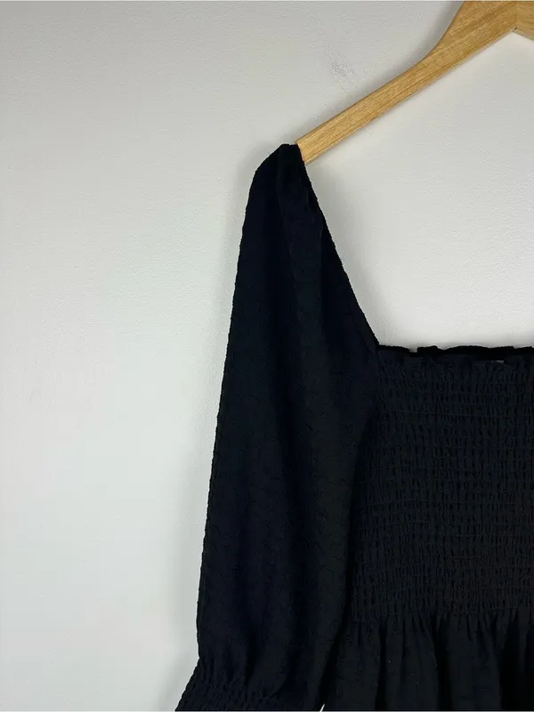 Hill House The Grace Black Mini Texture‎ Nap Dress Women’s Sz S - Image 5