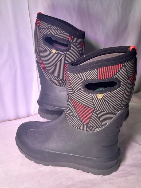 Bogs Kids Black & Red Geometric Mid-Calf Rain Boots - Image 3