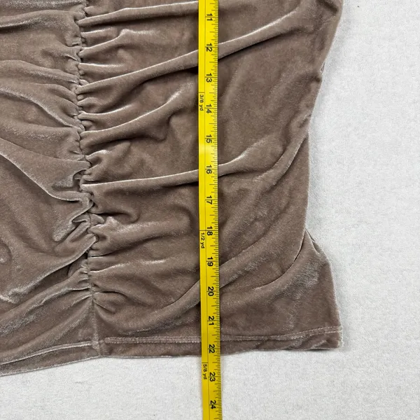 Free People Cupcake Velvet Top Women’s XL Taupe Brown Ruched Puff Sleeve - Image 8