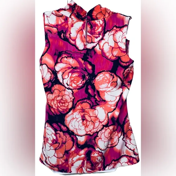 Worthington Floral Print Multicolored Sleeveless Blouse Size‎ Large - Image 4