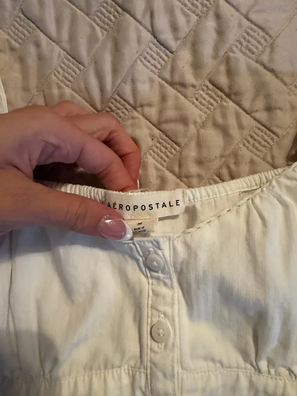 Aeropostale Babydoll Top White Tank Tie - Image 2