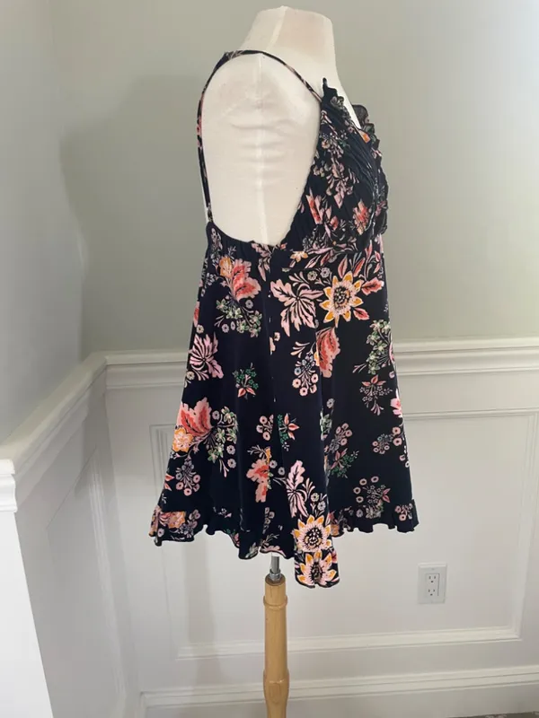 Free People Corduroy Ruffle Floral Mini Dress Size Xs! - Image 6