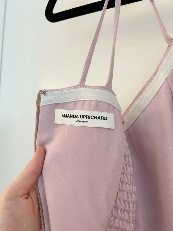 Amanda Uprichard Odean Asymmetrical Baby Pink Purple Cocktail Mini Dress Size S - Image 8