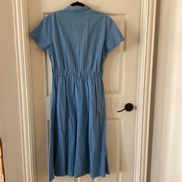 Orvis Vintage 1980s House Dress Maxi Long Button Down Blue Size 14 Casual EUC - Image 6