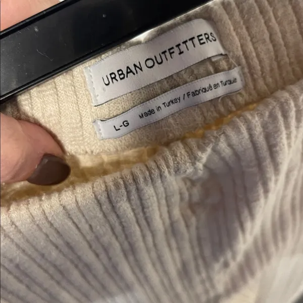 Urban Outfitters Womens Cream High Waist Ribbed Flare Pant Large - Image 4