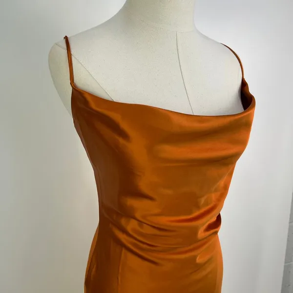 Meshki Tabitha Cowl Neck Midi Dress Burnt Orange - Image 3