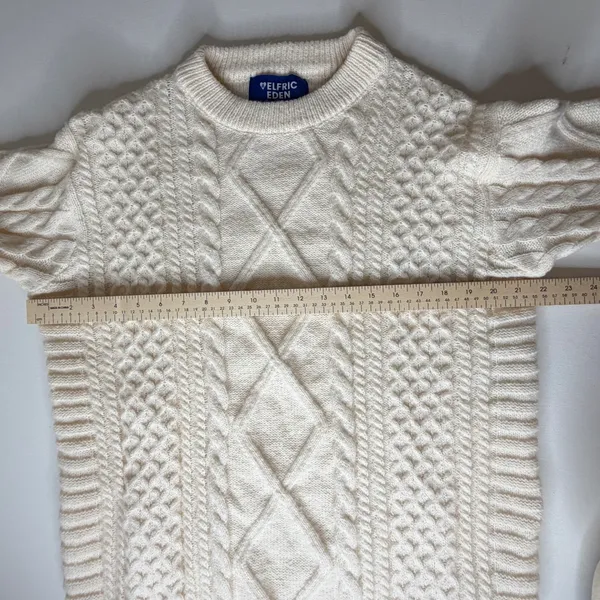 Aelfric Eden Cream Cable Knit‎ Sweater Medium Fisherman Minimalist Cozy Neutral - Image 12