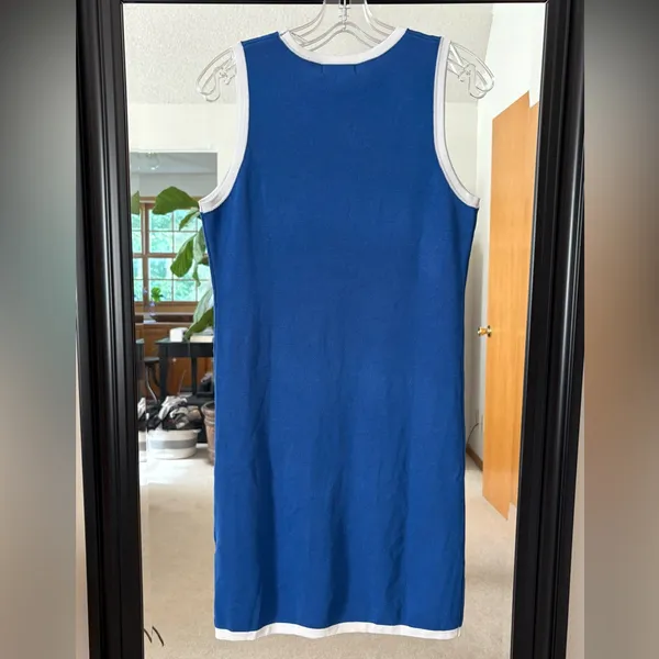 NEW Sleeveless Blue & White Dress With Pearl Buttons - Image 8