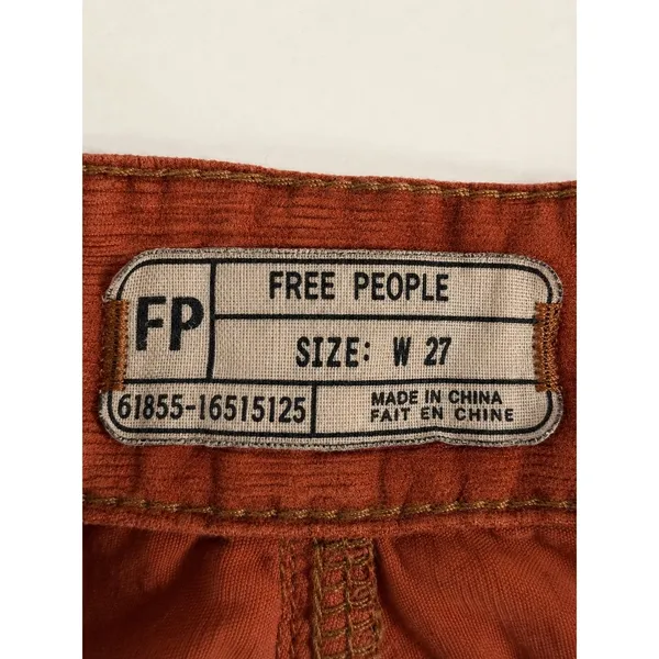 Free People Corduroy Pants Womens Size 27 Orange Rust Low Rise Straight - Image 4