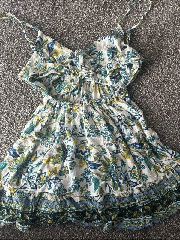 Angie Blue Print Summer Mini Dress - Image 2