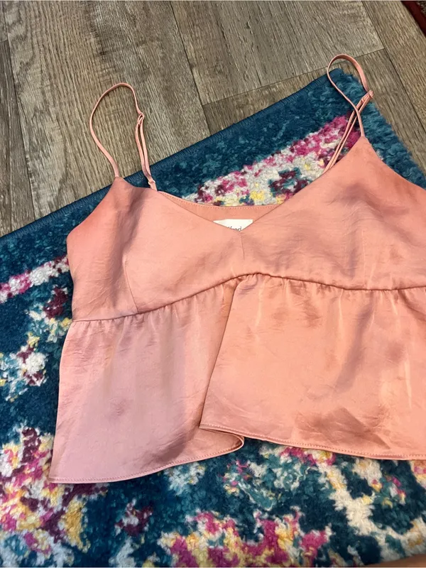 Wilfred Rust Pink Satin Peplum Cami Top - Image 6