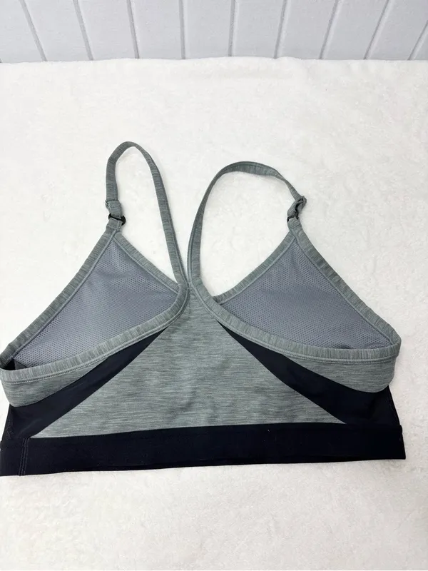 Nike Women's Indy Grey/Black LS Padded V-Neck Sports Bra Size L - Image 4