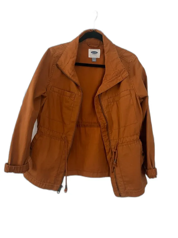 Old Navy Burnt Orange Rust Canvas Utility Field Jacket Drawstring Waist Medium M - Image 2
