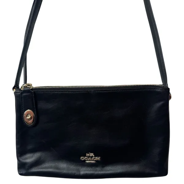Coach "Crosby" Double Zipper Leather Purse Black Capsule‎ Luxury Old Money Chic - Image 3
