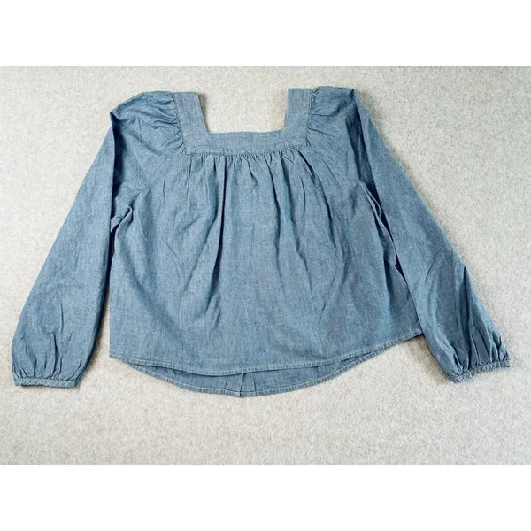 Levi's Amber Long Sleeve Blouse Square Neck‎ Shirt 100% Cotton Flowy Medium - Image 6