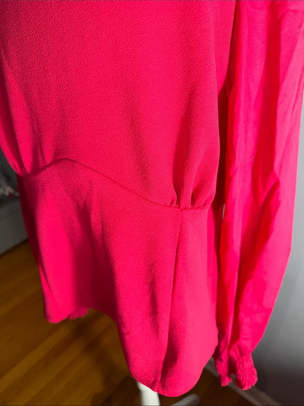 Anthropologie Cherry Red Long-Sleeve Peplum Blouse - Image 8