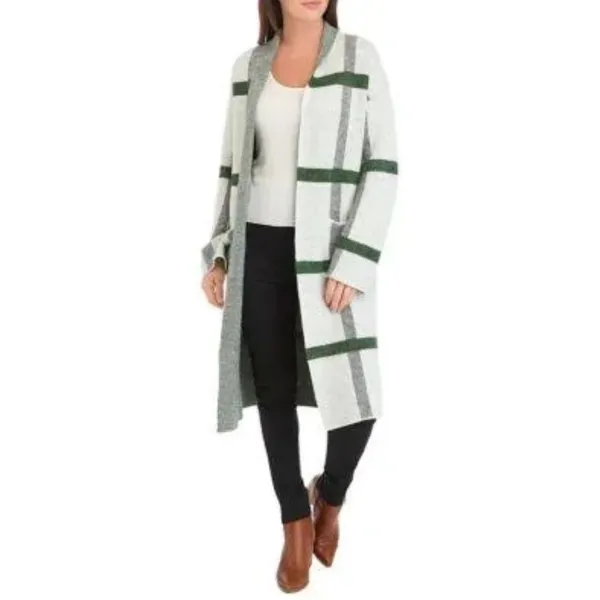 Cyrus Women’s Medium Gray ‎Open Front long Coatigan Cabincore Preppy Cottagecore - Image 2