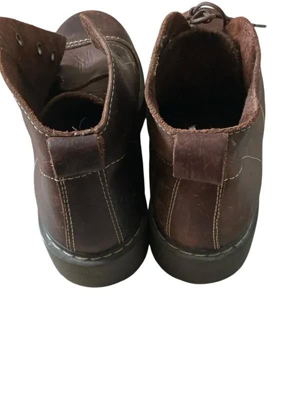Vtg Beaver creek unisex brown leather chunky biker boots lace up sz 7 - Image 3