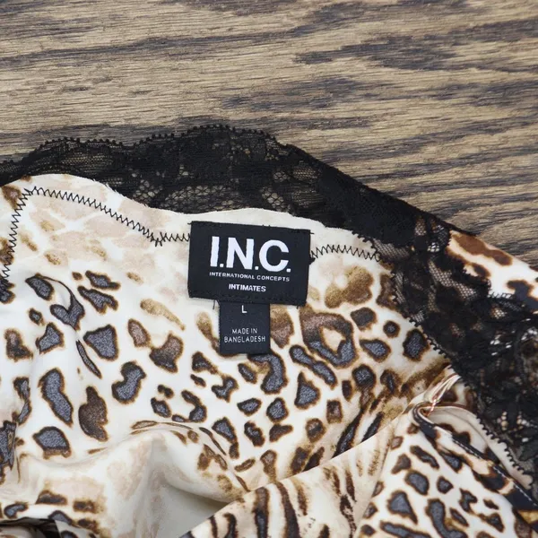NWT INC International Concepts Shortie Pajama Set 2-Piece Mixed Animal Brown L - Image 8