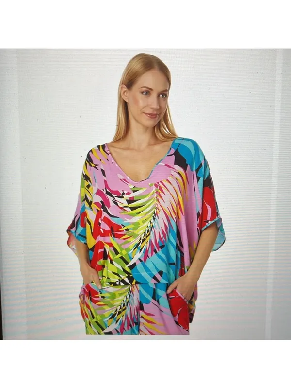 Natori Bora Bora Caftan PJs 2 PC Set Size Small Crinkle Fabric - Image 3