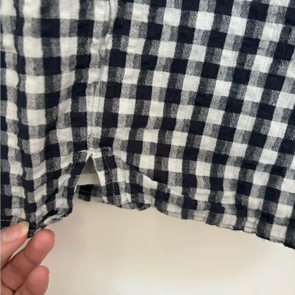 American Eagle Gingham Mini Skirt XS Black White Cotton Linen - Image 5