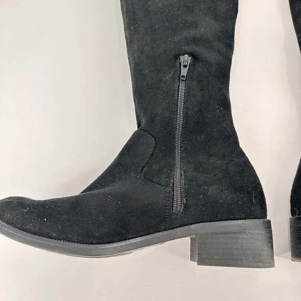 Aldo Women's Suede‎ Flat Lace Pull On Round Toe Over The Knee Boots Black Size 8 - Image 4