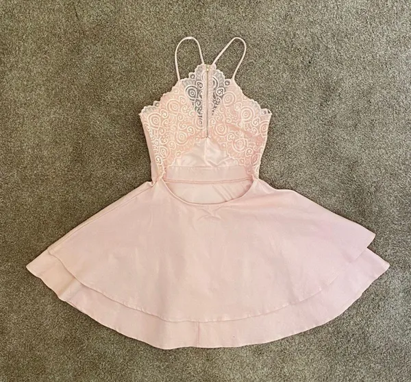 Dainty Hooligan Pink Fit & Flare Lace Back Dress - Image 2
