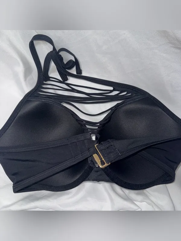 Victoria’s Secret vintage Black Strappy Halter Push-Up Bikini Top - Image 2
