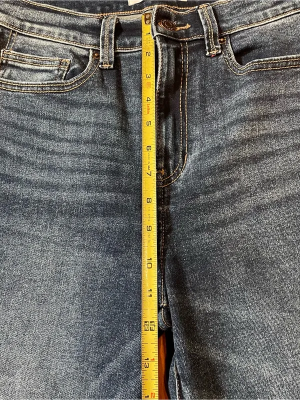 Zenana Cropped Wide Leg Jeans Med Wash Raw Hem Cropped Sz 28 X 23 High Rise - Image 10