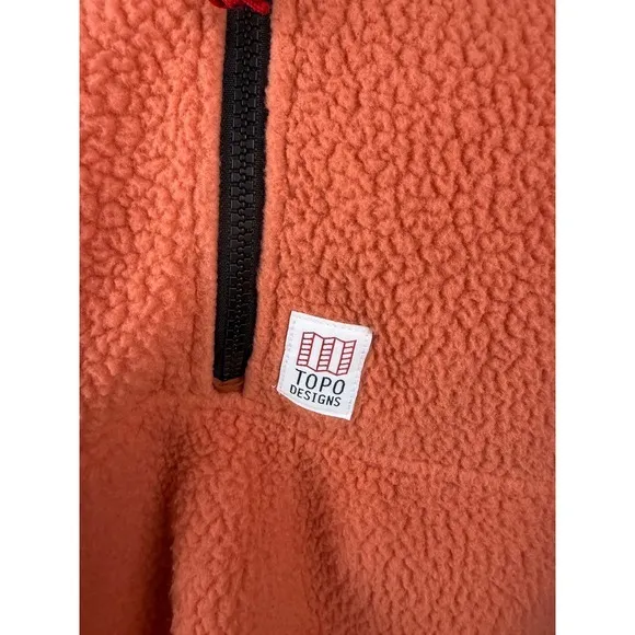 Topo Designs Subalpine Fleece Pullover Burnt Orange Half Zip Women's XL - Image 9