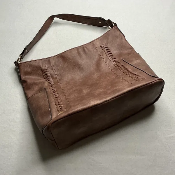 Alyssa Vegan Leather Satchel Shoulder Bag Mauve - Image 3