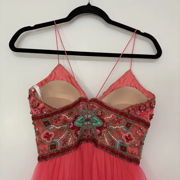 Sherri Hill 50474 A Line Maxi Formal Dress Red Pink Tulle 2 Beaded Homecoming - Image 12